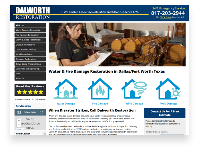 Dalworth Restoration Website Before