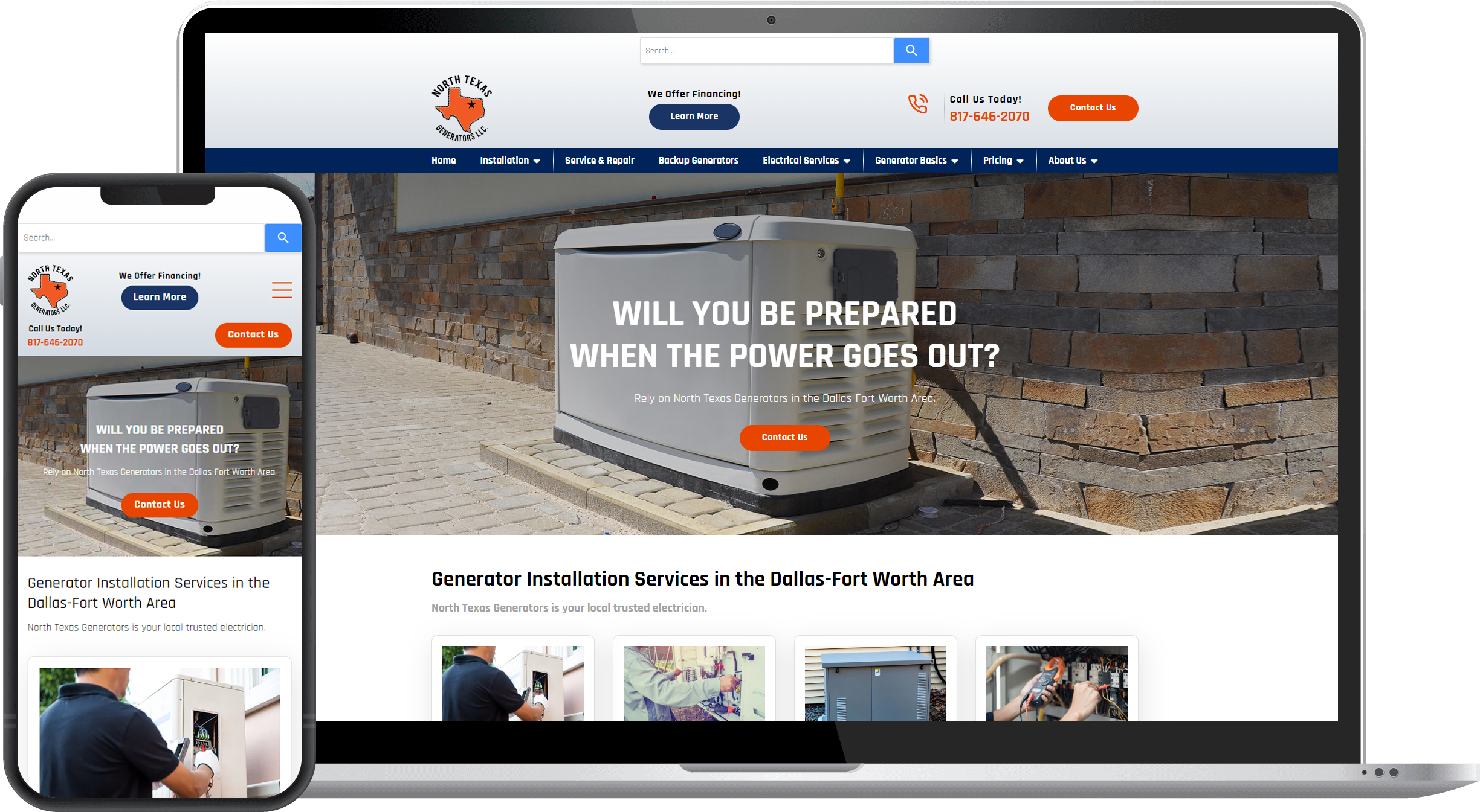 North Texas Generators website view